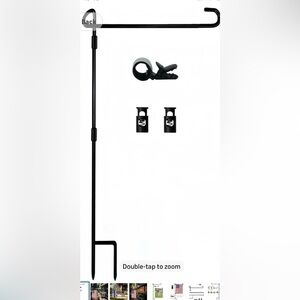 New Black Garden Flag Pole Outdoor Stand Holder